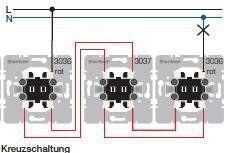 Berker 3037 Kreuzschalter, Wippschalter-Einsatz