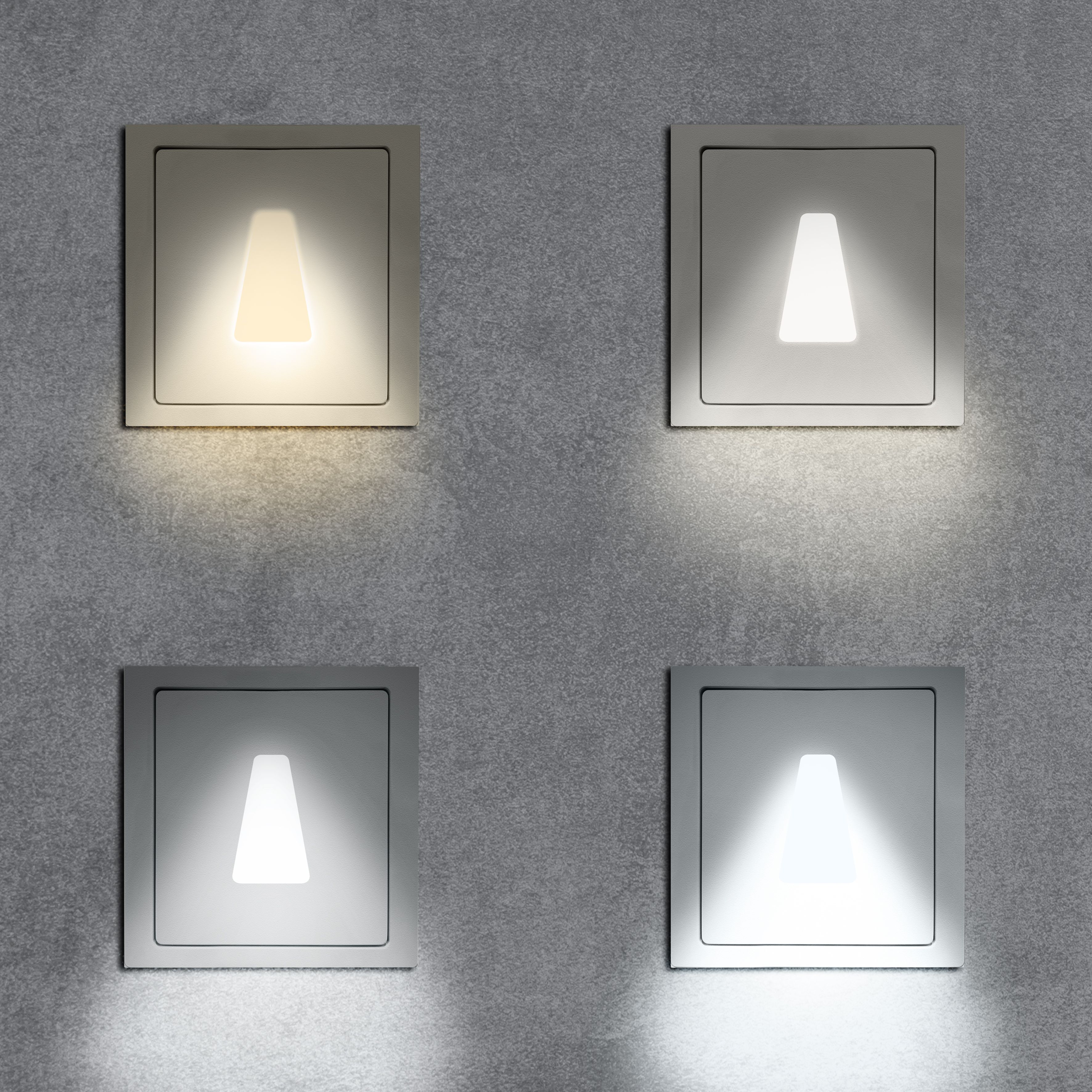 qles WET6036 Wandeinbauleuchte Trapez, für Merten D-Life, beleuchtet/LED/warmweiß (3000k), Edelstahl, lackiert, IP44