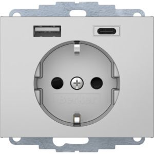 Berker 48047003 Schutzkontakt-Steckdose / USB A-C K.x, alu matt