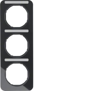 Berker 10132125 Rahmen 3-fach mit Beschriftungsfeld, R.1, schwarz glänzend