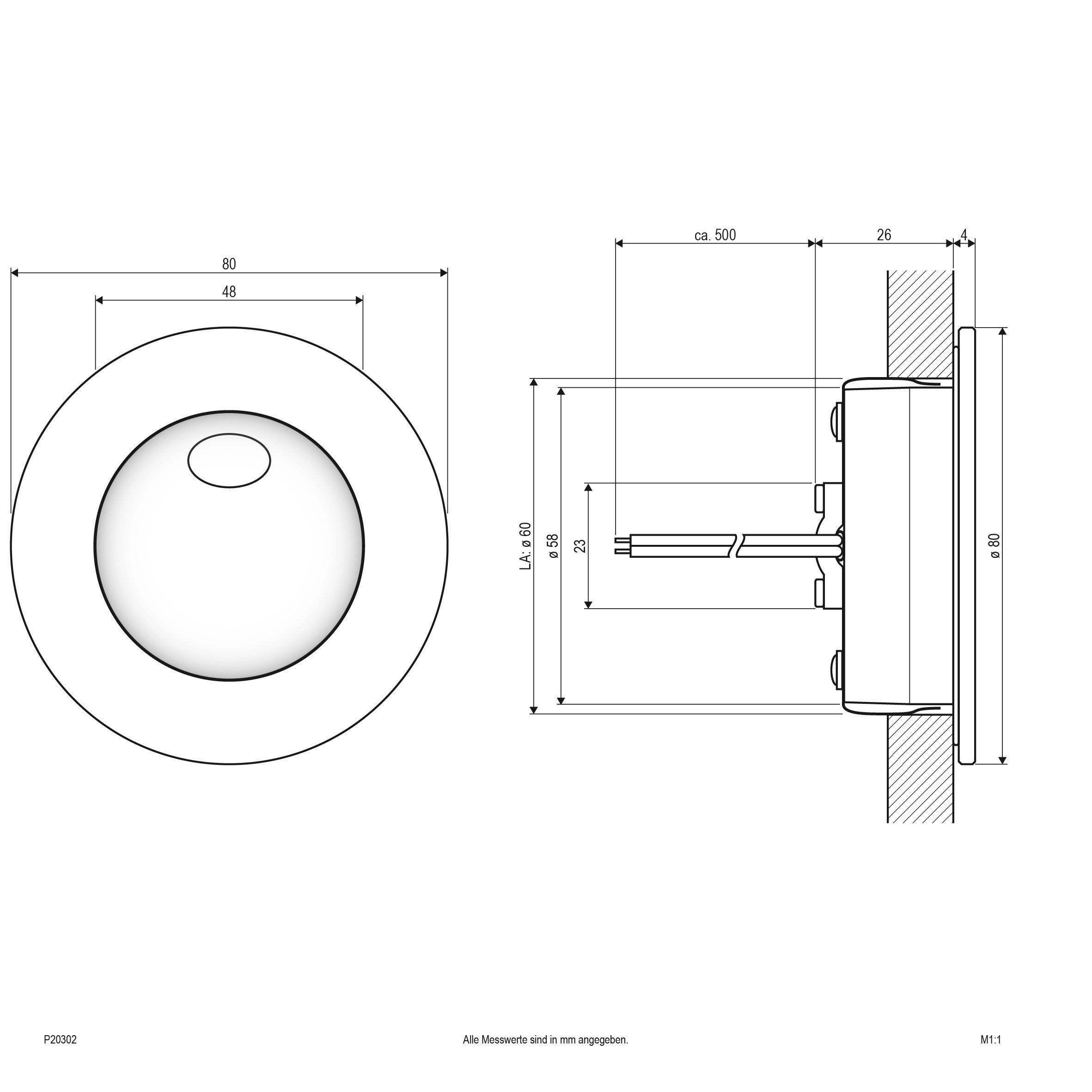 EVN P20302 LED Wandeinbau rund 2W, 3000K, 112lm