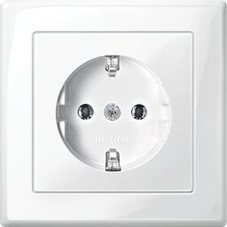 Merten MEG2301-1419 Schutzkontakt-Steckdose mit voller Abdeckplatte, Steckkl., M-SMART, polarweiß glänzend