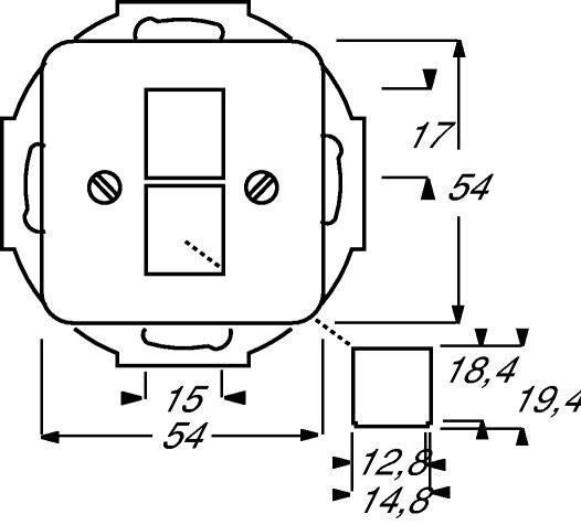 Busch-Jaeger 2561-02-214 Zentralscheibe Modular Jack, 2-fach, mit Tragring, ohne Befestigungskrallen, alpinweiß glänzend, Reflex SI