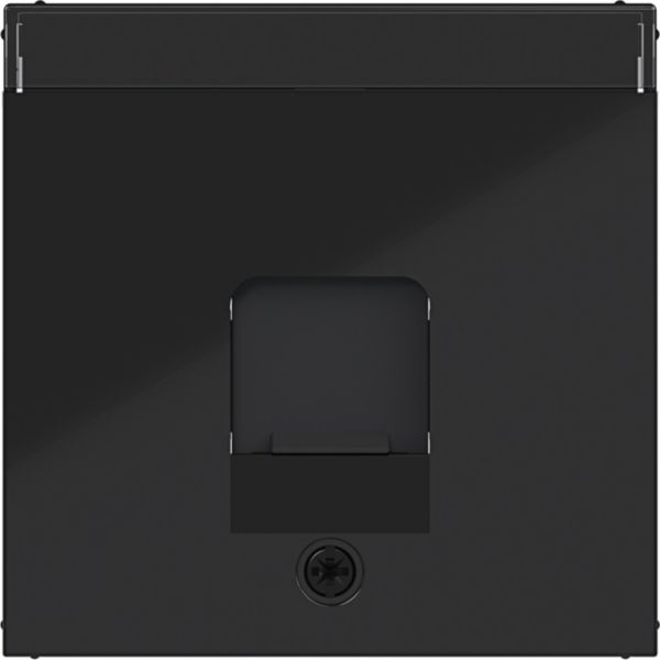 Hager WAF1160BG Zentralstück mit Staubschutzschieber 1-fach für KeyStone, Beschriftungsfeld, A.x/C.x, nachtschwarz glänzend