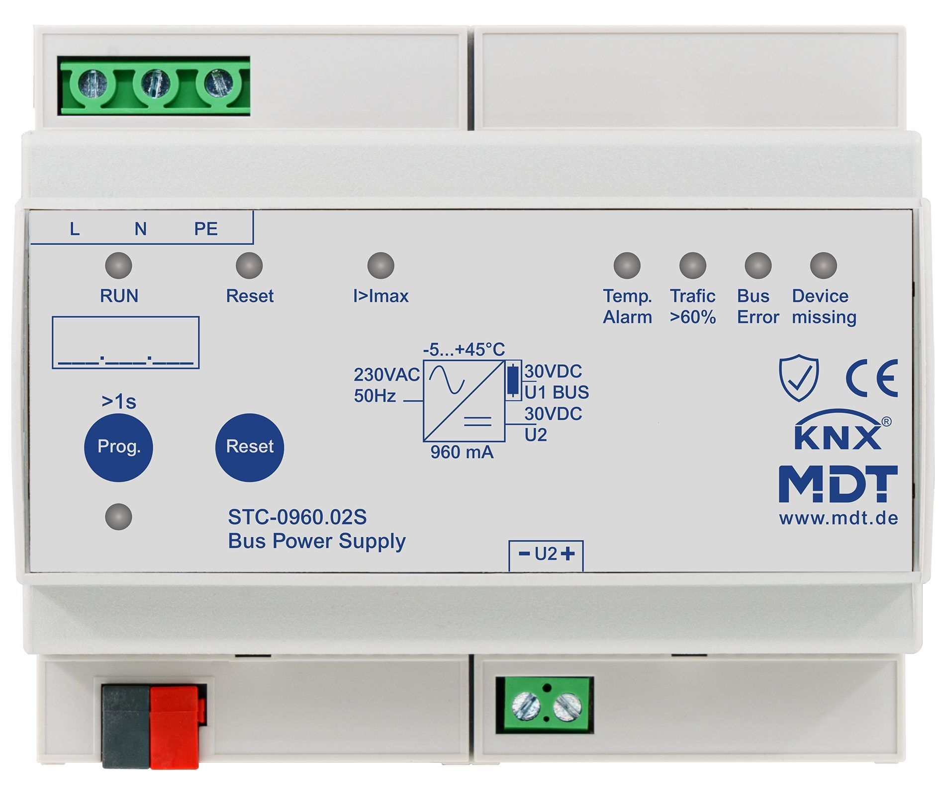 MDT STC-0960.02S KNX Busspannungsversorgung mit Diagnosefunktion, 6TE REG, 960 mA