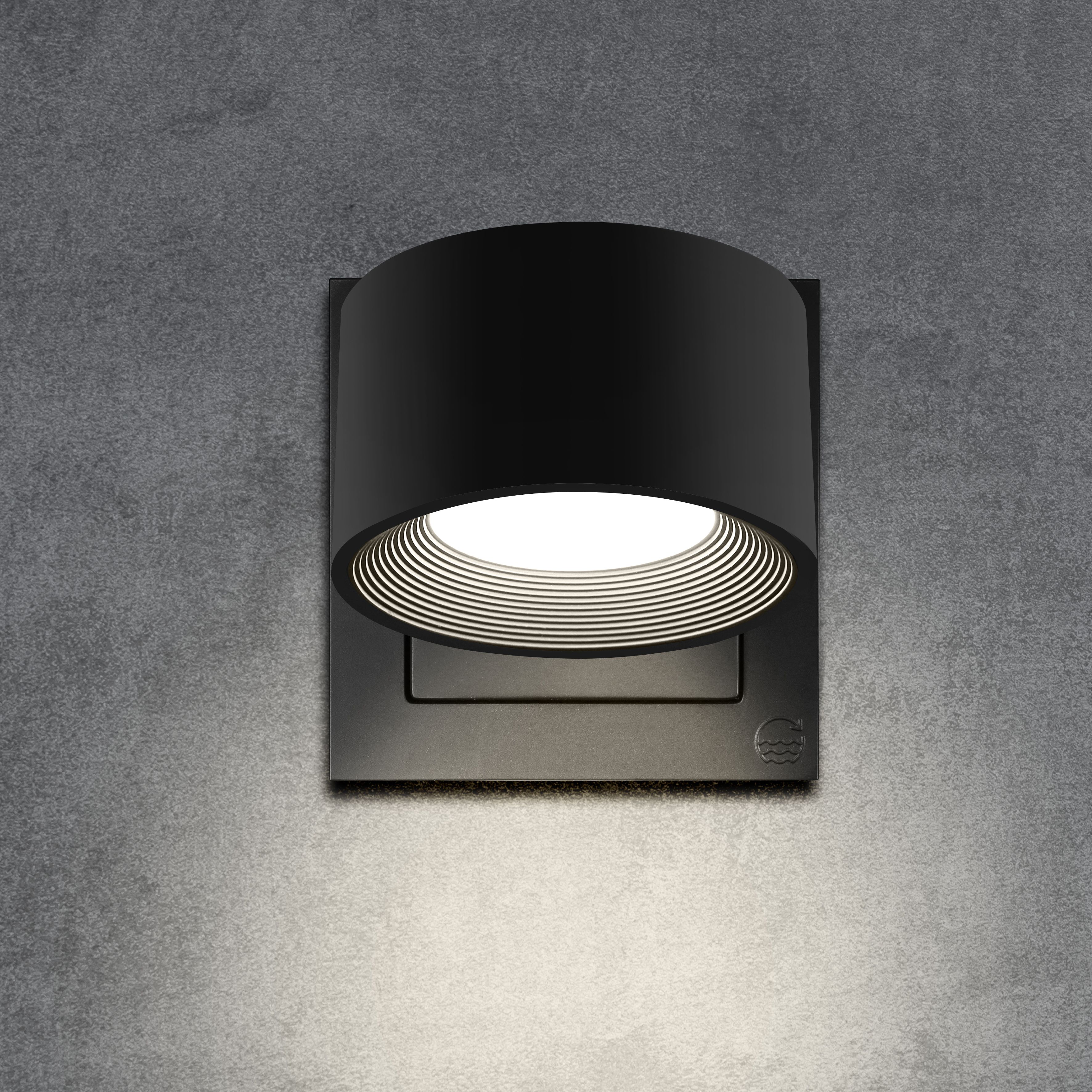 qles AWR0403 Akku Wandleuchte, für Merten System-M, LED/3 Farbstufen (2700K, 4000K, 5700K), Schwarz matt, rund, IPX4, dimmbar, magnetisch/abnehmbar