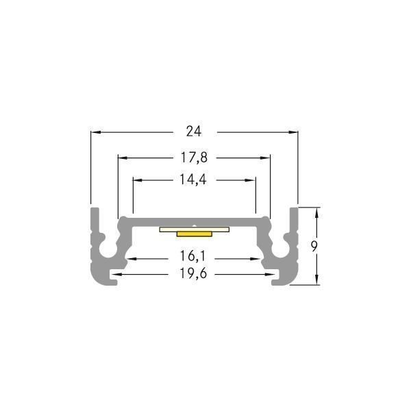 Brumberg 53602260 LED-Anbauprofil, 2000 x 24 x 9 mm, aluminium