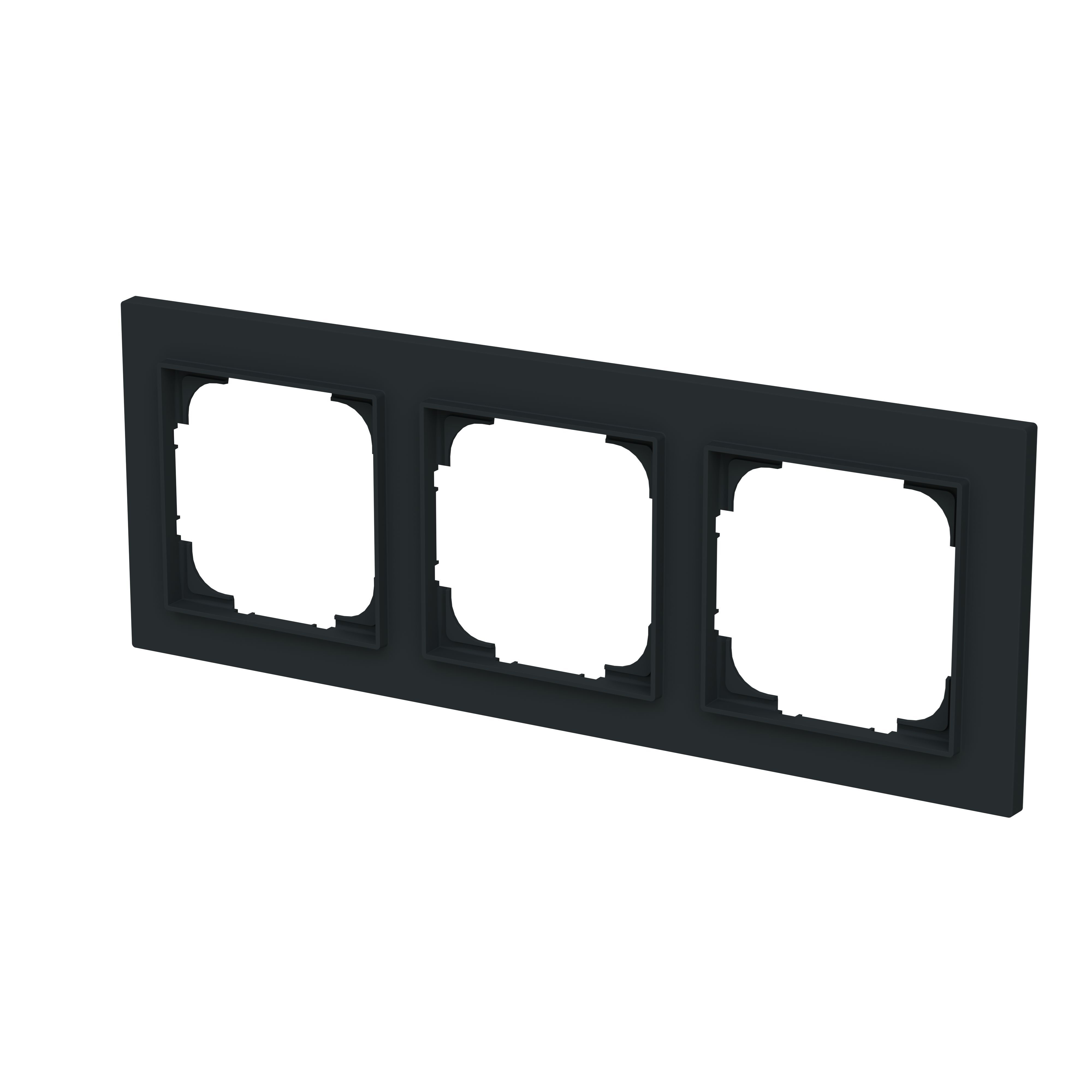 Busch-Jaeger 1723-45M Abdeckrahmen 3-fach, Busch-art linear, schwarz matt