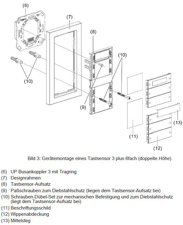 Gira 514500 Tastsensor 3 Plus 5-fach mit Display