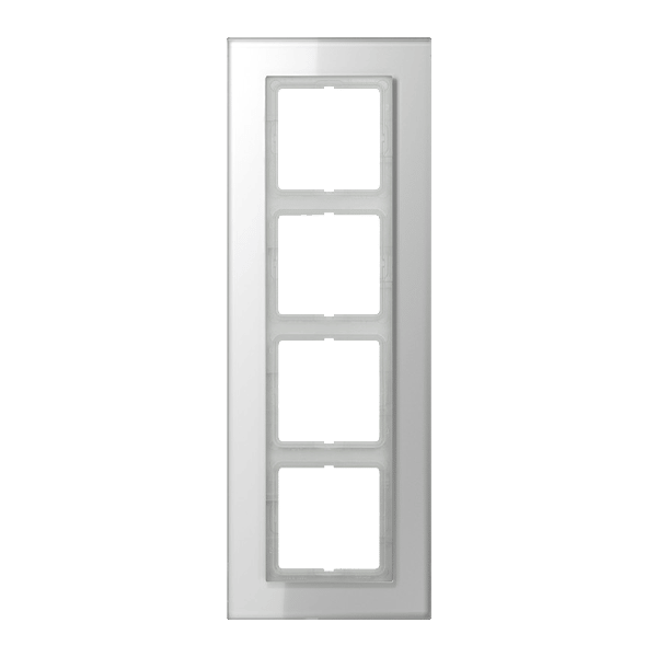 Jung LSP984GLWW Glasrahmen 4-fach, senkrechte und waagerechte Montage, Glas, LS PLUS, alpinweiß (Glas)