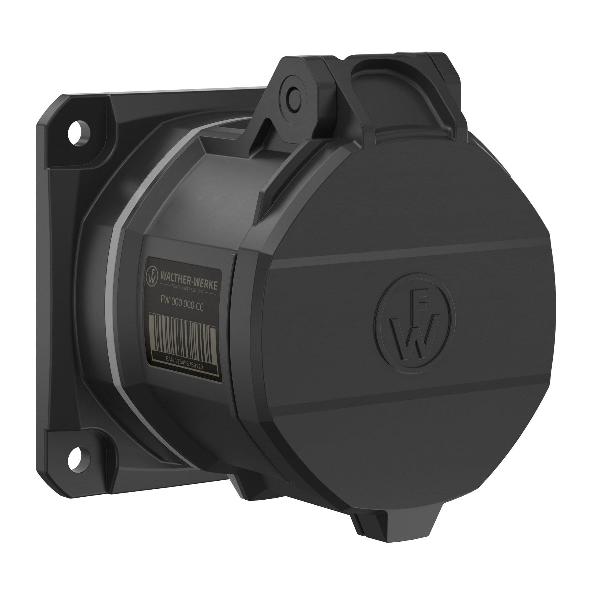 Walther Werke FW431512SK CEE NEO Anbaudose gerade 32A 5P 12h IP54 mit Schraubtechnik und 86x86mm Flansch