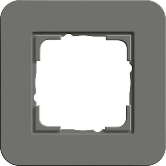 Gira 0211413 Abdeckrahmen 1-fach, Gira E3, dunkelgrau Soft-Touch mit Trägerrahmen reinweiß glänzend