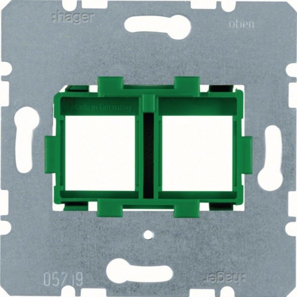Hager WDF4714G Tragplatte mit grüner Aufnahme 2-fach für Modular Jack, Unterputz, grün