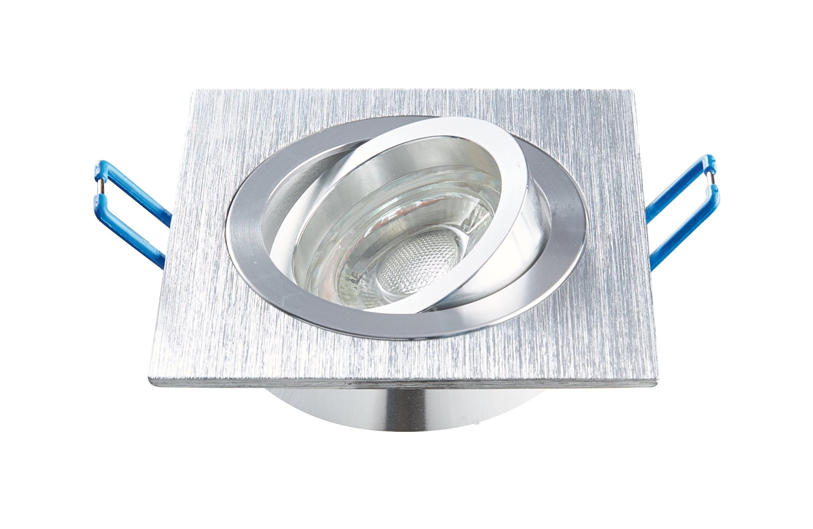 Heitronic 500592 Einbaufassung, eckig, GU5,3 und GU10, max. 8 W, IP 20, schwenkbar, Aluminium gebürstet