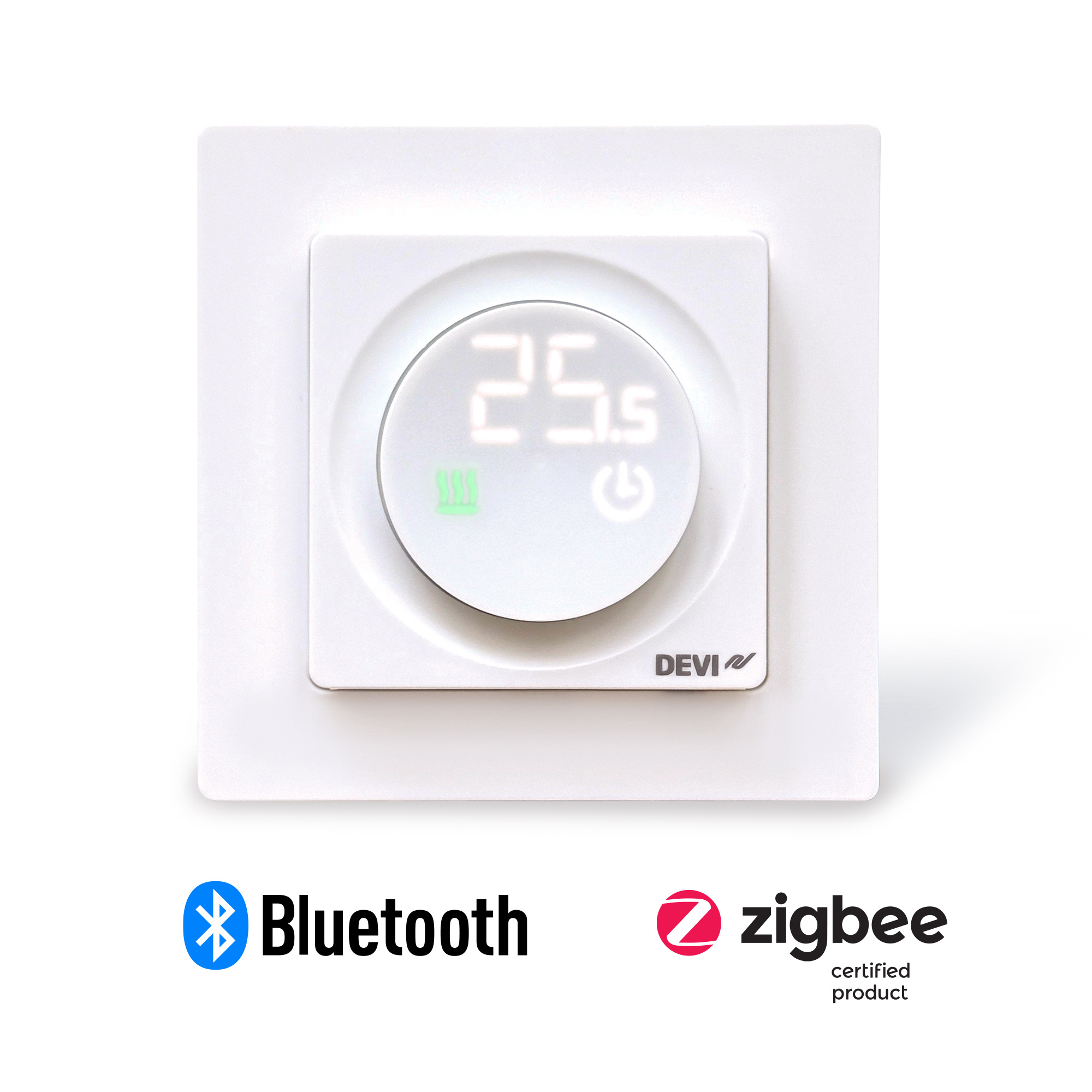 Devi 140F1162 DEVIreg Display Connect, Thermostat mit App-Steuerung, weiß, Bluetooth- und Zigbee-Thermostat