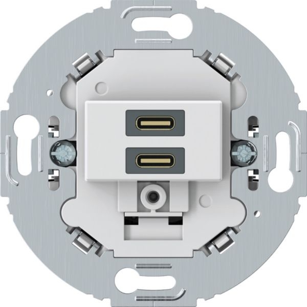 Hager WTS4155WM USB Ladesteckdose Unterputz, C+C, Power Delivery, 20W, runder Tragring, Unterputz, polarweiß matt