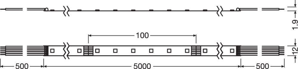Ledvance 4058075436145 LED Strip Performance class 1000 RGBW , 98W, 827, 5m/Rolle, dimmbar