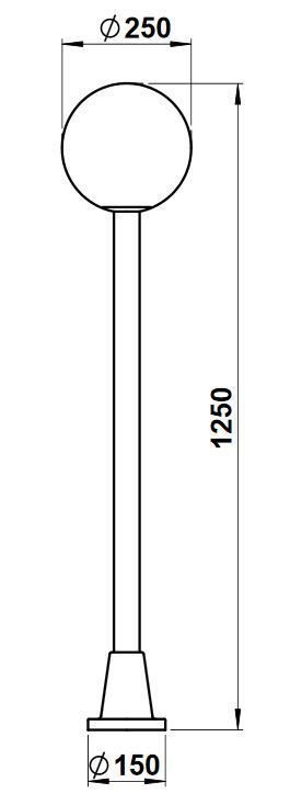 Albert 662053 Wegeleuchte, Höhe 1,25m, schwarz, Kugel Kristallglas