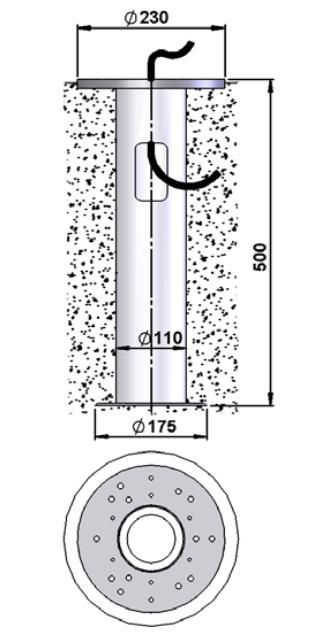 Albert 690011 Erdeinbausockel für Wege- u. Sockelleuchten, schwarz