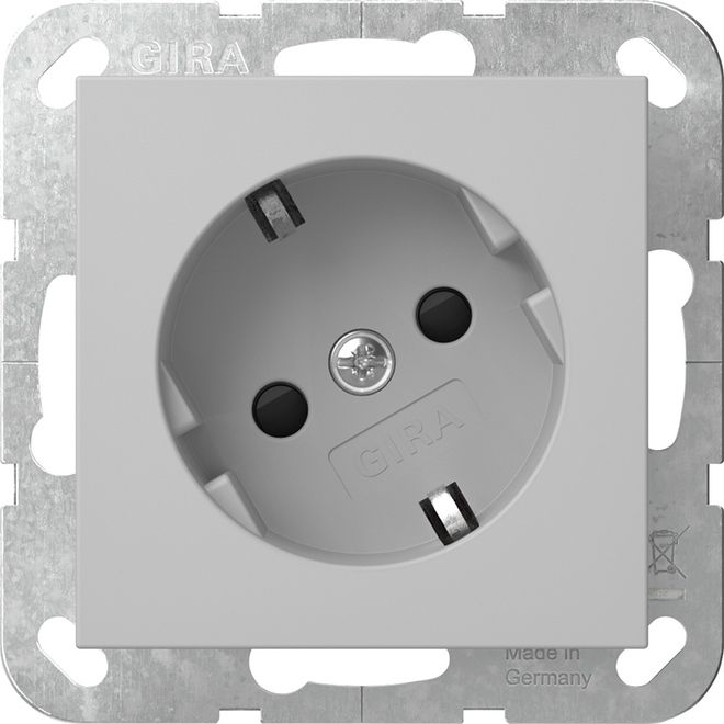 Gira 4418015 Schutzkontakt-Steckdose 30° + Shutter System 55 Grau matt
