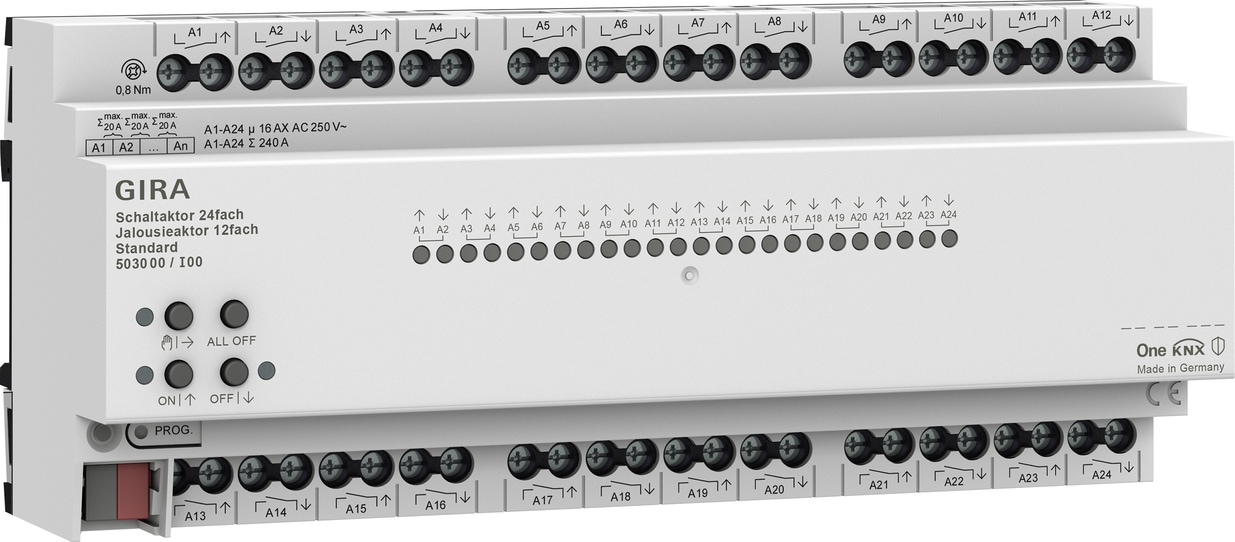 Gira 503000 Schaltaktor 24-fach 16 A / Jalousieaktor 12-fach 16 A Standard für Gira One und KNX
