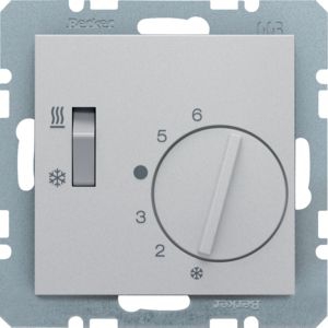Berker 20291404 Temperaturregler, Wechsler mit Schalter Heizen/Kühlen, S.1/B.3/B.7, alu matt