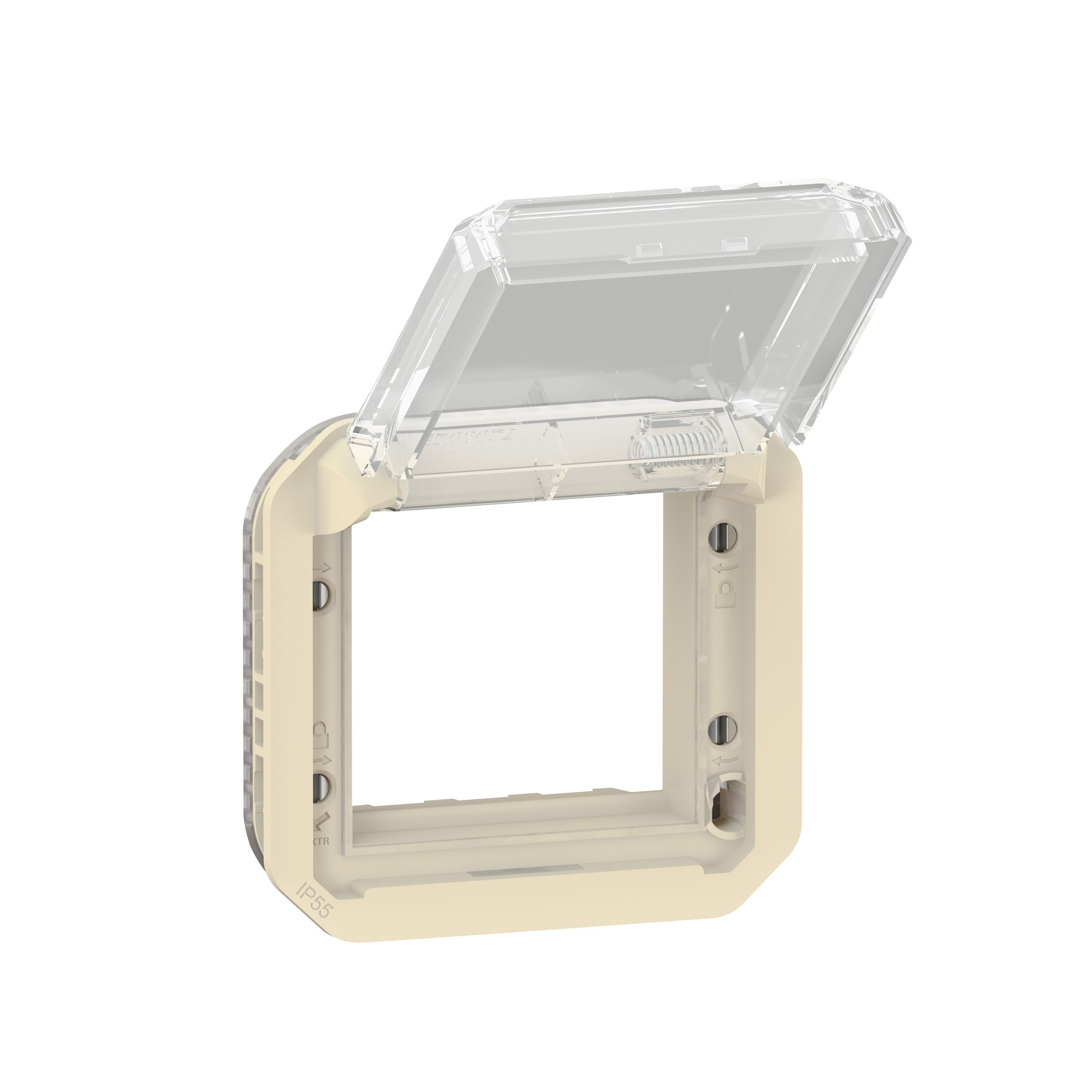 Legrand 069838L Plexo New Einsatz Mosaic Adapter mit transparentem Klappdeckel, beige