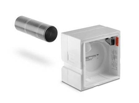 Lunos 039842 Außenwand-Unterputzgehäuse 3/UP-AS17,5 mit Abluftstutzen, Rückschlagklappe, Styroporummantelung, 175mm Tiefe