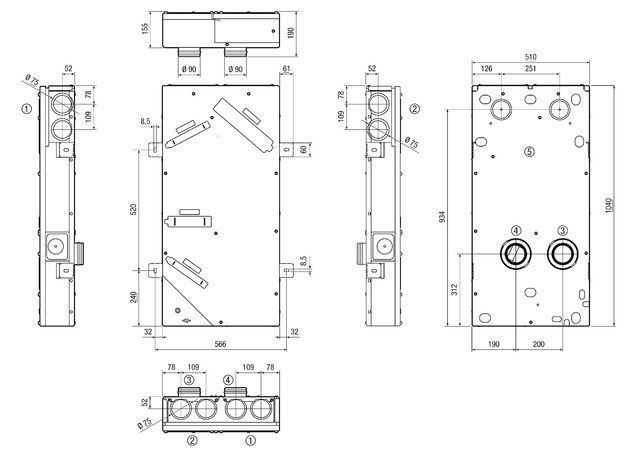 Maico 0095.0646 Lüftungsgerät WS 75 Powerbox H mit Wärmerückgewinnung
