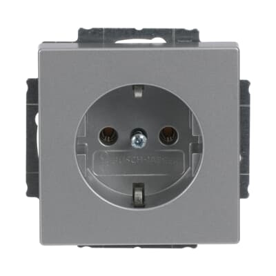 Busch-Jaeger 20 EUC-83 Schutzkontakt-Steckdose, mit Befestigungskrallen, aluminium silber matt, Plattform 63