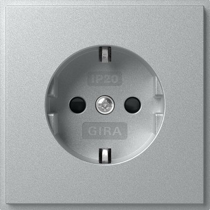 Gira 445365 Schutzkontakt-Steckdose mit erhöhtem Berührungsschutz (Safety Plus) (IP20), Gira TX_44, Farbe alu