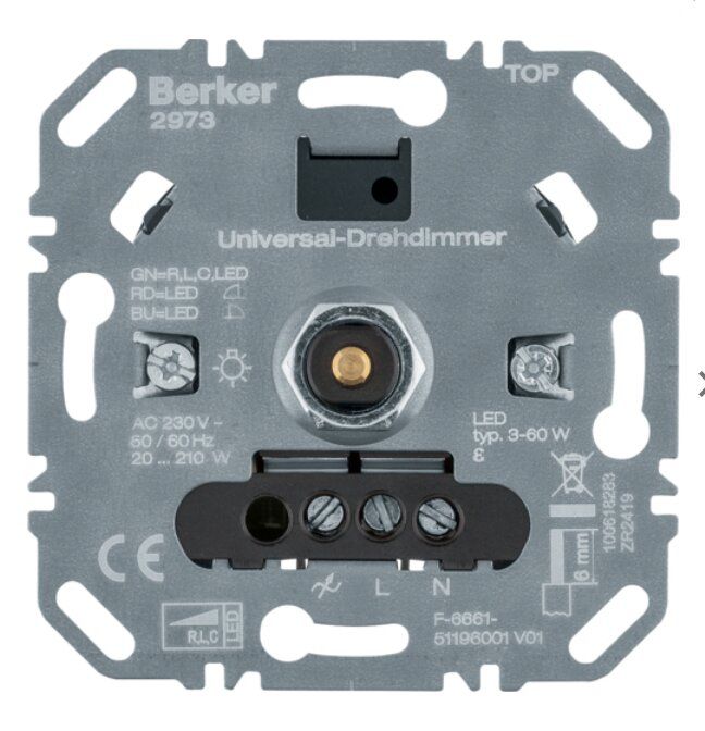 Berker 2973 Universal-Drehdimmer (R, L, C, LED), Lichsteuerung