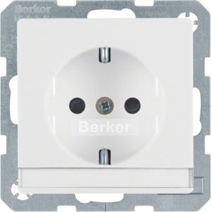 Berker 47496089 Schutzkontakt-Steckdose mit Beschriftungsfeld und erhöhtem Berührungsschutz Q.x polarweiß samt