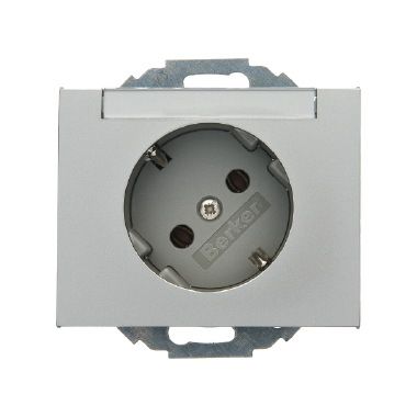 Berker 47287104 Schutzkontakt-Steckdose 45° mit Beschriftungsfeld, K.5, edelstahl matt lackiert