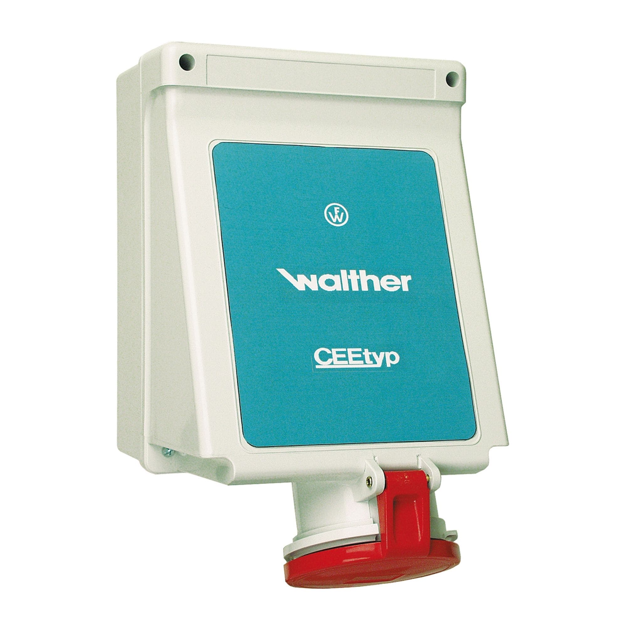 Walther Werke 163P Wandsteckdose zur Innenbefestigung 63A 5P 6h mit 2 Kabeleinführungen oben,2 ausbrechbaren Kabeleinführungen unten und Pilotkontakt