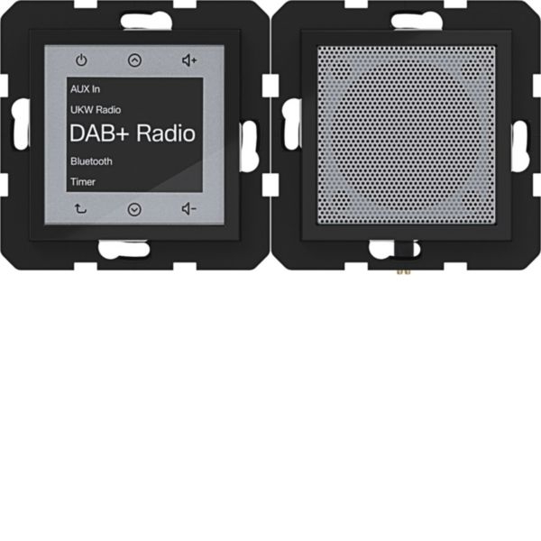 Hager WAN6110BG Radio Touch Unterputz DAB+, Bluetooth mit Lautsprecher, A.x/C.x, nachtschwarz glänzend