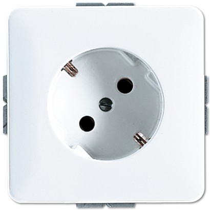 Jung CD520-45WW Schutzkontakt-Steckdose 45°, 16 A 250 V ~, mit nicht geerdetem Tragring, Duroplast, Serie CD, alpinweiß