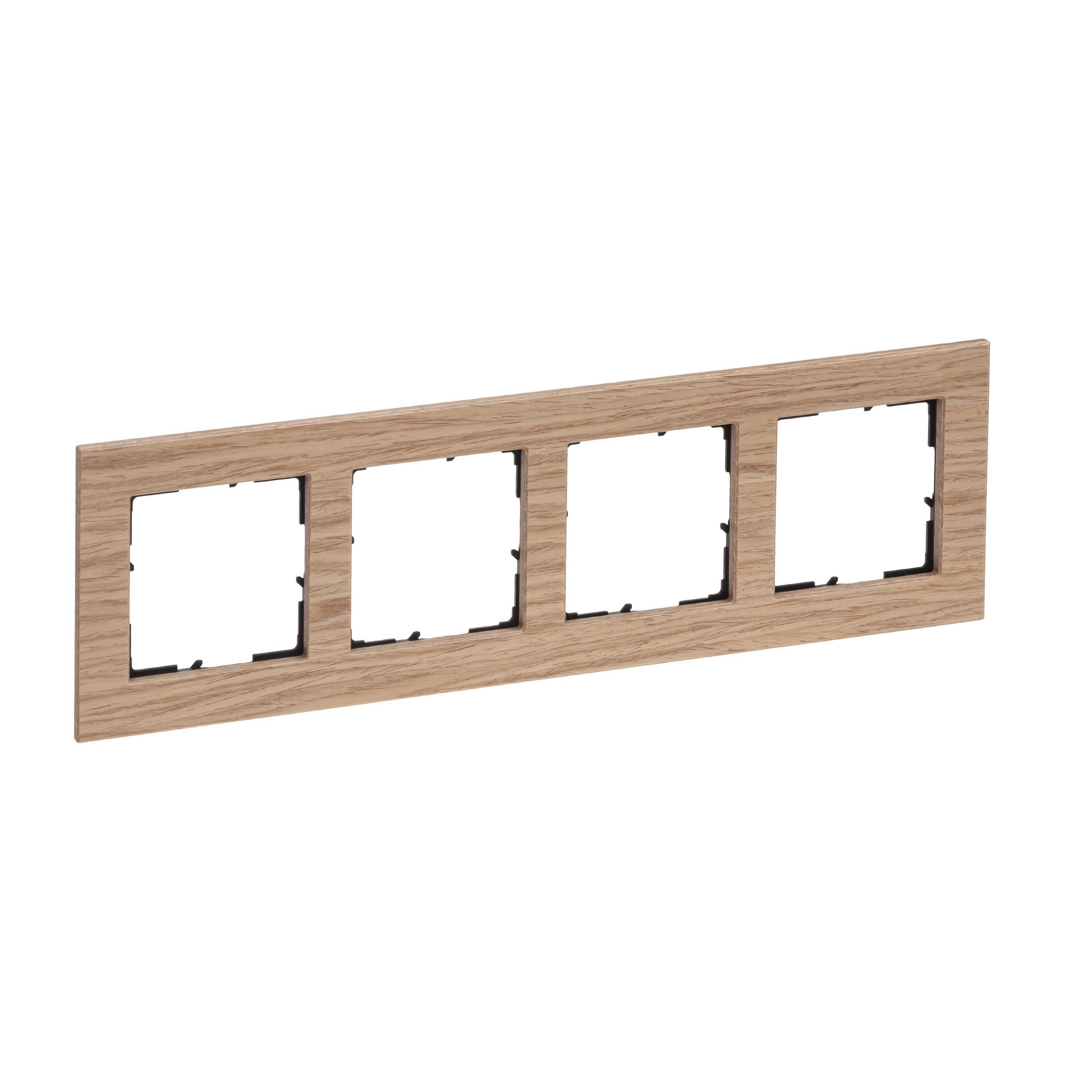 Legrand 766144 SEANO Natura 4-fach Rahmen aus Echtmaterial, Eiche hellbraun