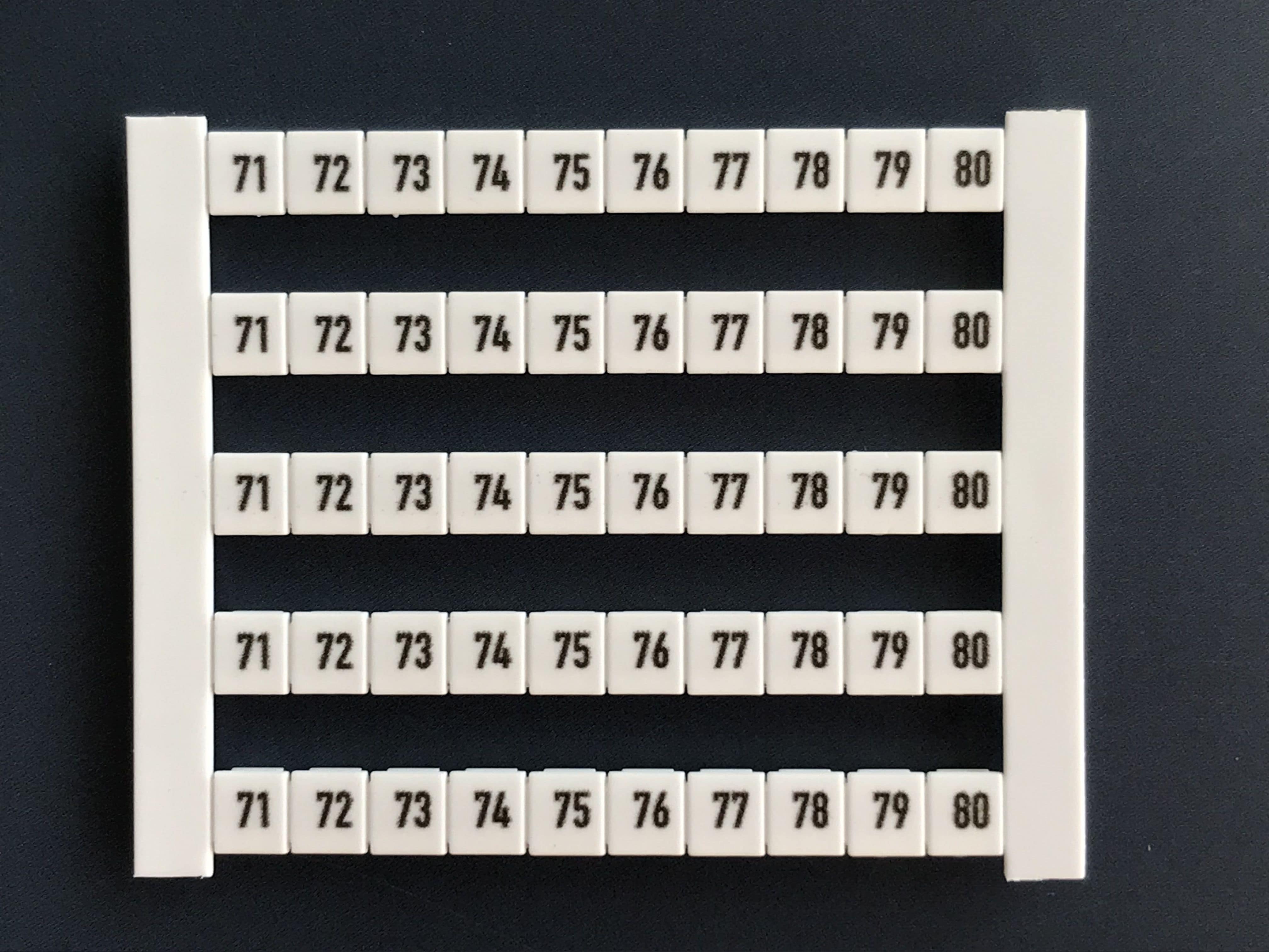 Weidmüller DEK5 FWZ 71-80 Klemmenmarkierung 5x5mm, Zeile Zahlen 71-80