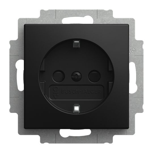 Busch-Jaeger 20 EUCBLI-915 Schutzkontaktsteckdose Safety+ mit Nachtorientierungslicht/Steplight®, Busch-balance SI, schwarz matt