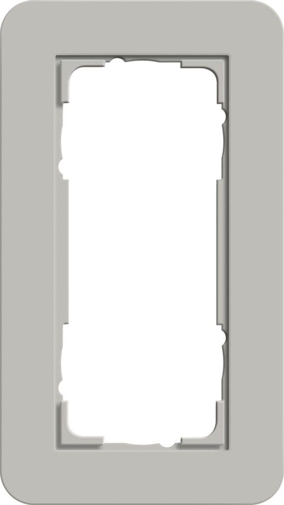 Gira 1002412 Abdeckrahmen 2-fach ohne Mittelsteg, Gira E3, grau Soft-Touch mit Trägerrahmen reinweiß glänzend