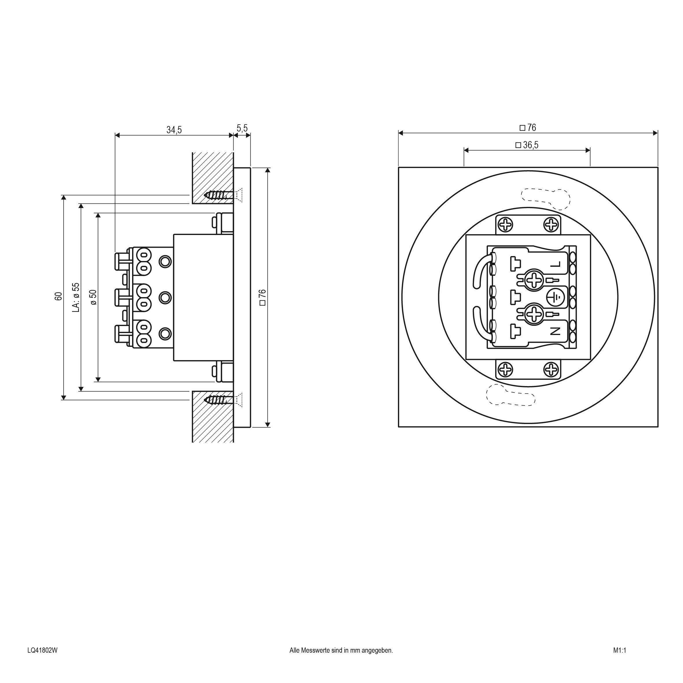 EVN LQ41802W LED-Wandeinbauleuchte 230V/1,8W V4A weiß IP44