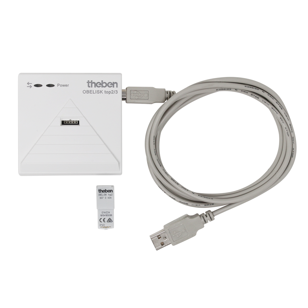Theben 9070409 PC-Set OBELISK top 2 / 3 Speicherkarte mit USB-Steckadapter, Windows kompatibel, zur Programmierung und direkten Übertragung von Zeitprogrammen, Programmierset für OBELISK Software