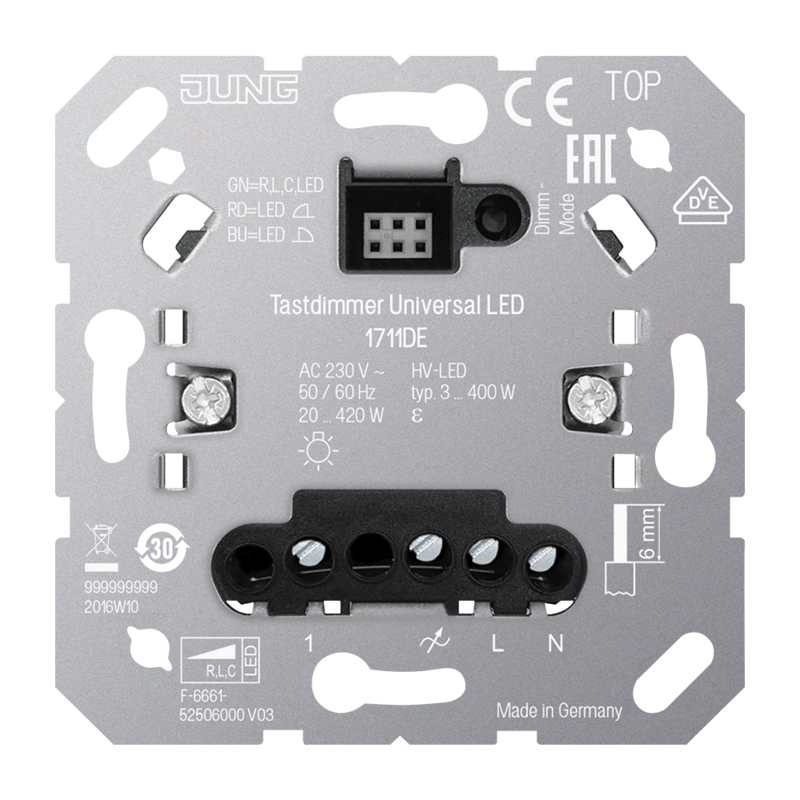 Jung 1711DE Tastdimmer Universal LED, mit Nebenstelleneingang