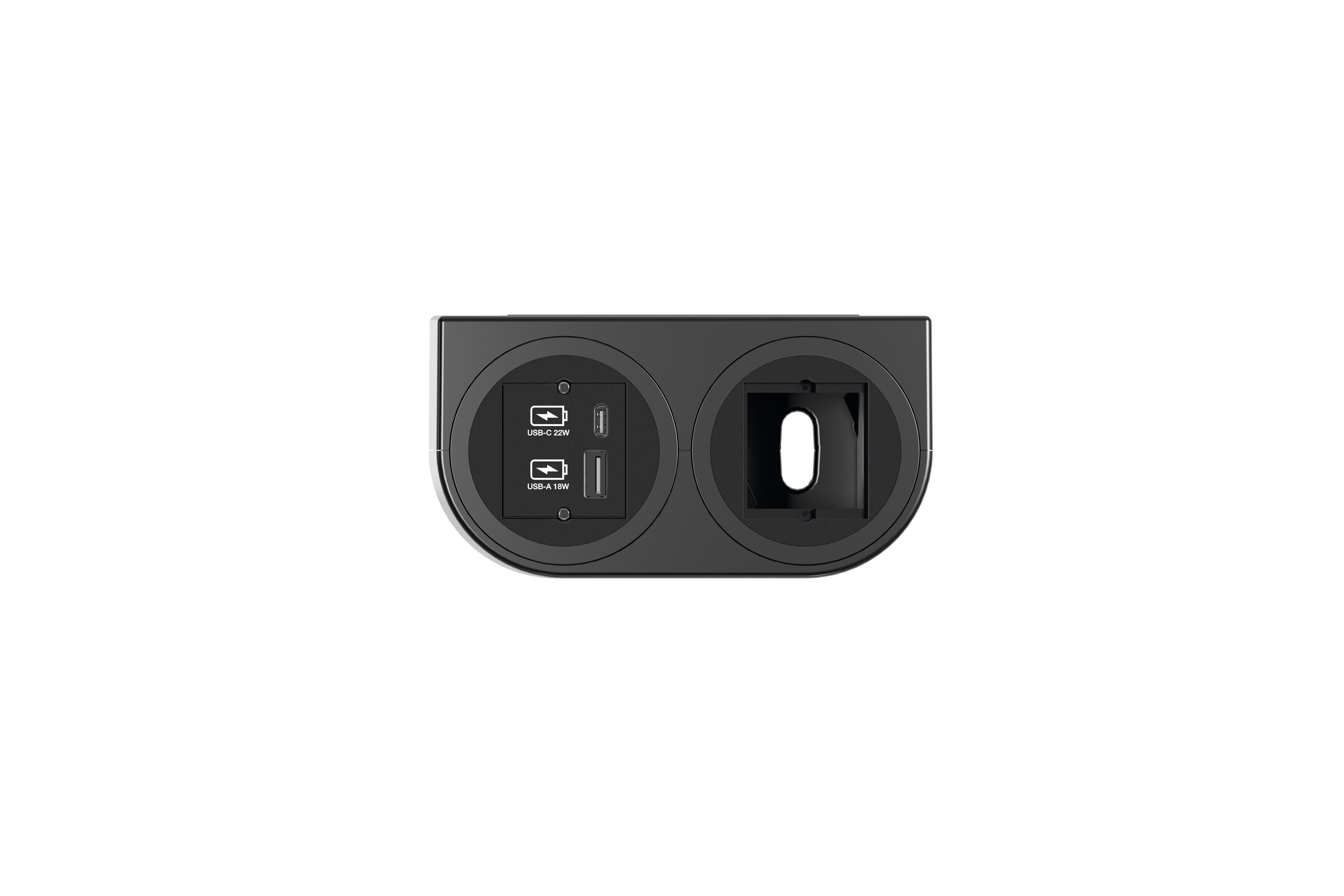 Bachmann BM0020114 Steckdoseneinheit PIX HOLDER 2-fach, 1x Custom Module USB А/С 22 W, 1x Custom Module, 0,2 m GST18, schwarz