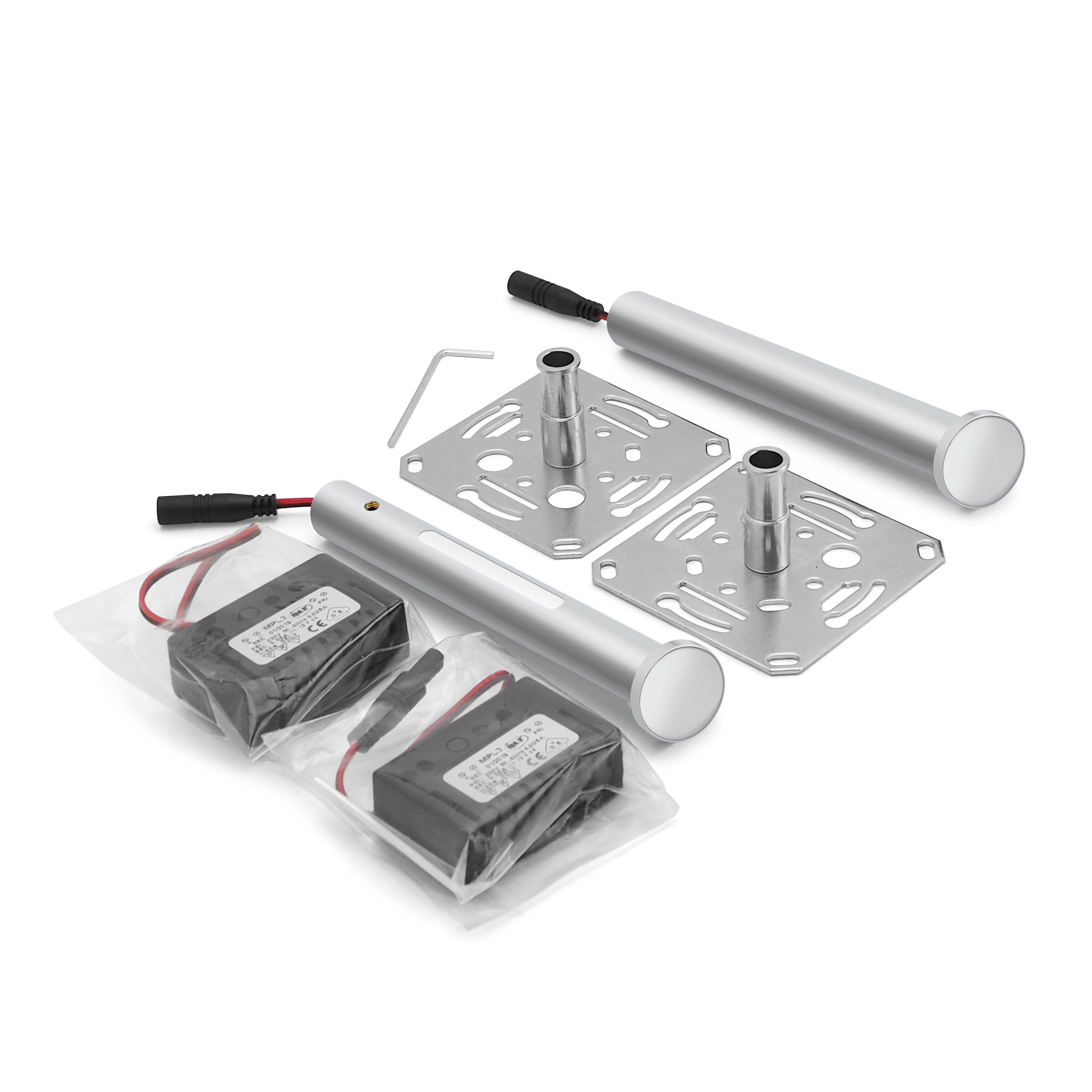 qles RHB0860 Regalhalter 120 mm (2 Stck.), für Merten System-M, beleuchtet/LED/warmweiß (3000k), Aluminium, edelmatt, IP44