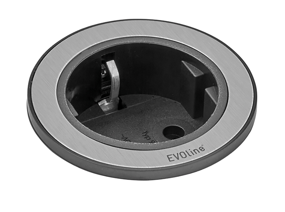 EVOline® 159280001100 One mit VDE-Steckdose, 16 A mit Berührungsschutz, Netzanschlusskabel 3 m, schwarz mit Edelstahleinleger