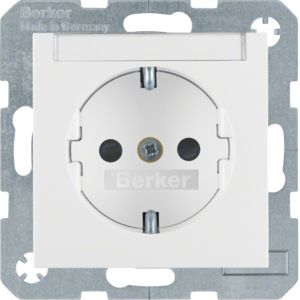 Berker 47491909 Schutzkontakt-Steckdose mit Beschriftungsfeld und erhöhtem Berührungsschutz, S.1/B.3/B.7, polarweiß matt