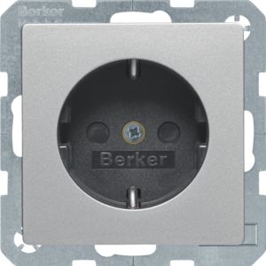 Berker 41236084 Schutzkontakt-Steckdose mit erhöhtem Berührungsschutz und Schraub-Liftklemmen Q.x aluminium samt lackiert