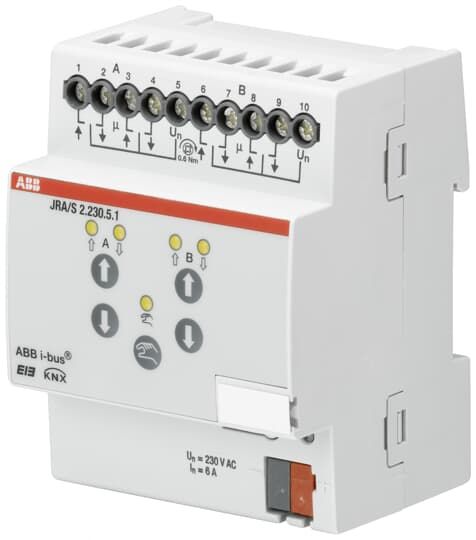 ABB JRA/S2.230.5.1 Jalousie-/Rollladenaktor, Fahrzeiterm., 2-fach, 230 V AC, man. Bed., REG